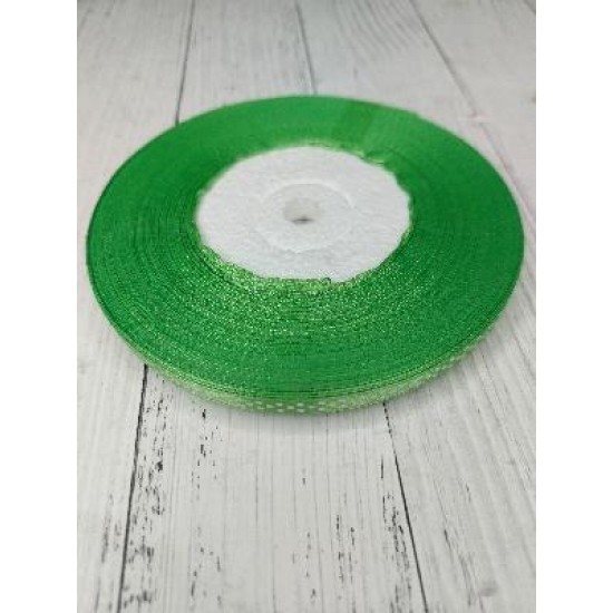 Лента атласная в горох 0.6 см цв. светло-зеленый, цена за 5 м